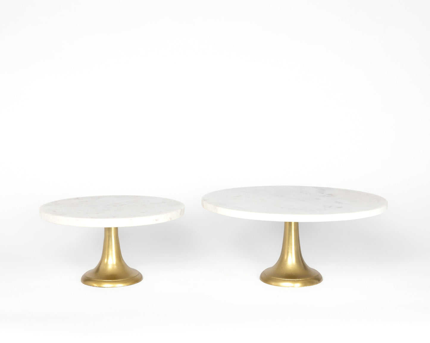 Cake Stand in White Marble with Gold Base - Medium