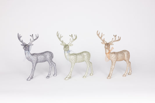 Large Metallic Glitter Deer, Set of 3