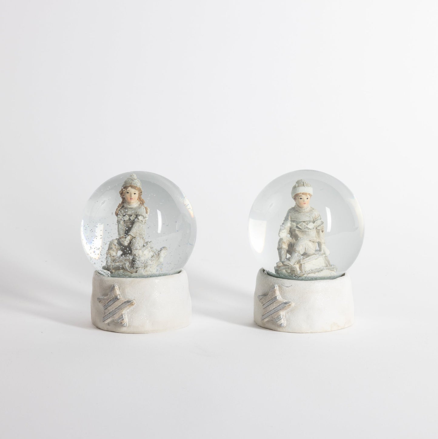 Winter Children Snow Globes, Set of 2