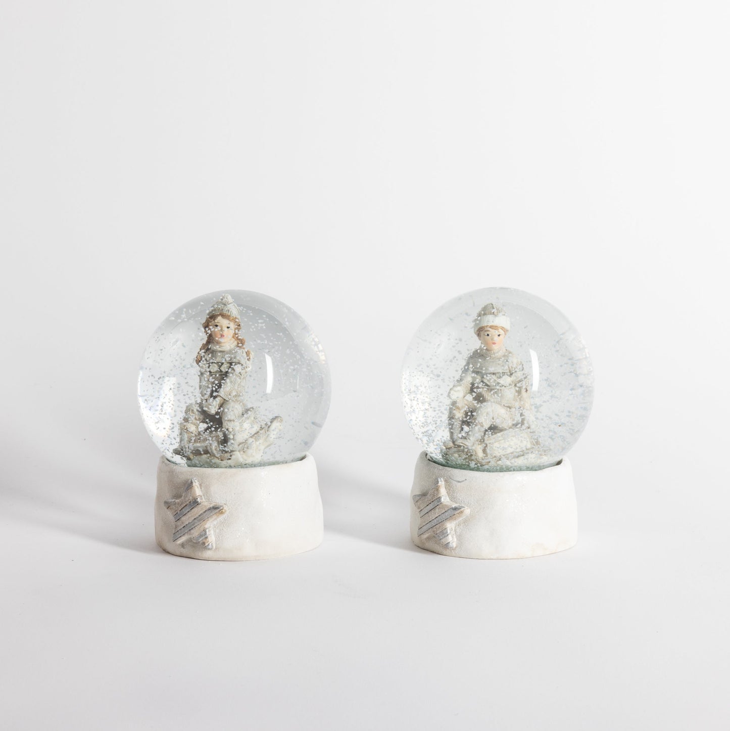 Winter Children Snow Globes, Set of 2