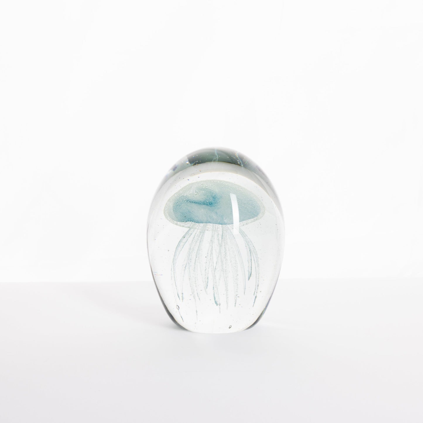 Glass Paperweight with Blue Jellyfish