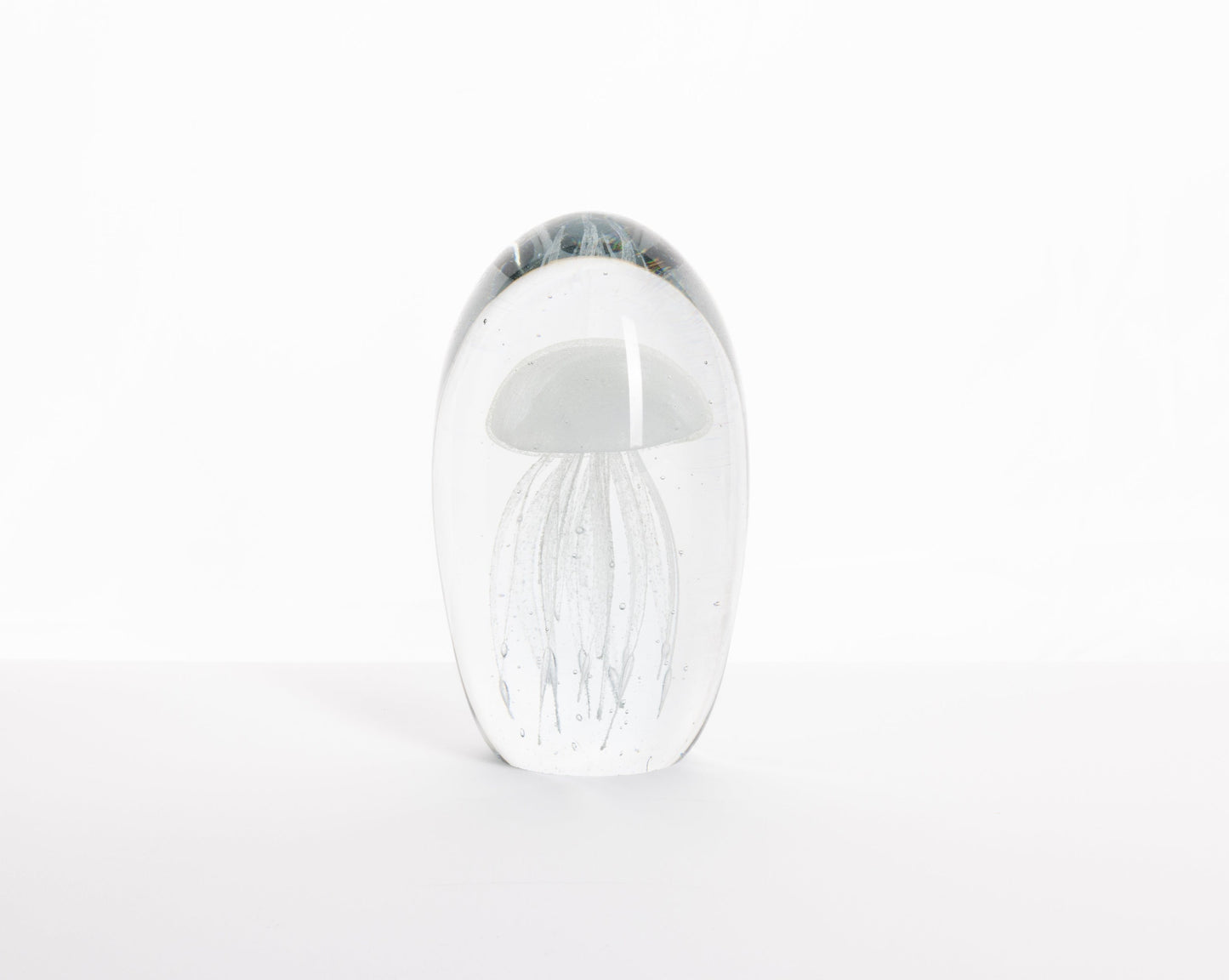 Glass Paperweight with White Jellyfish