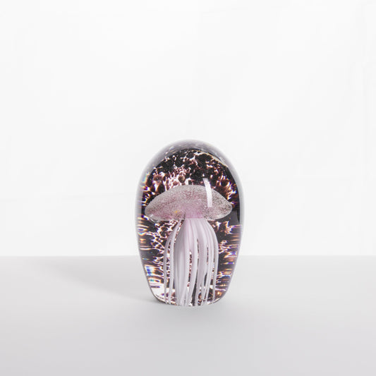 Glass Paperweight with Pink Jellyfish