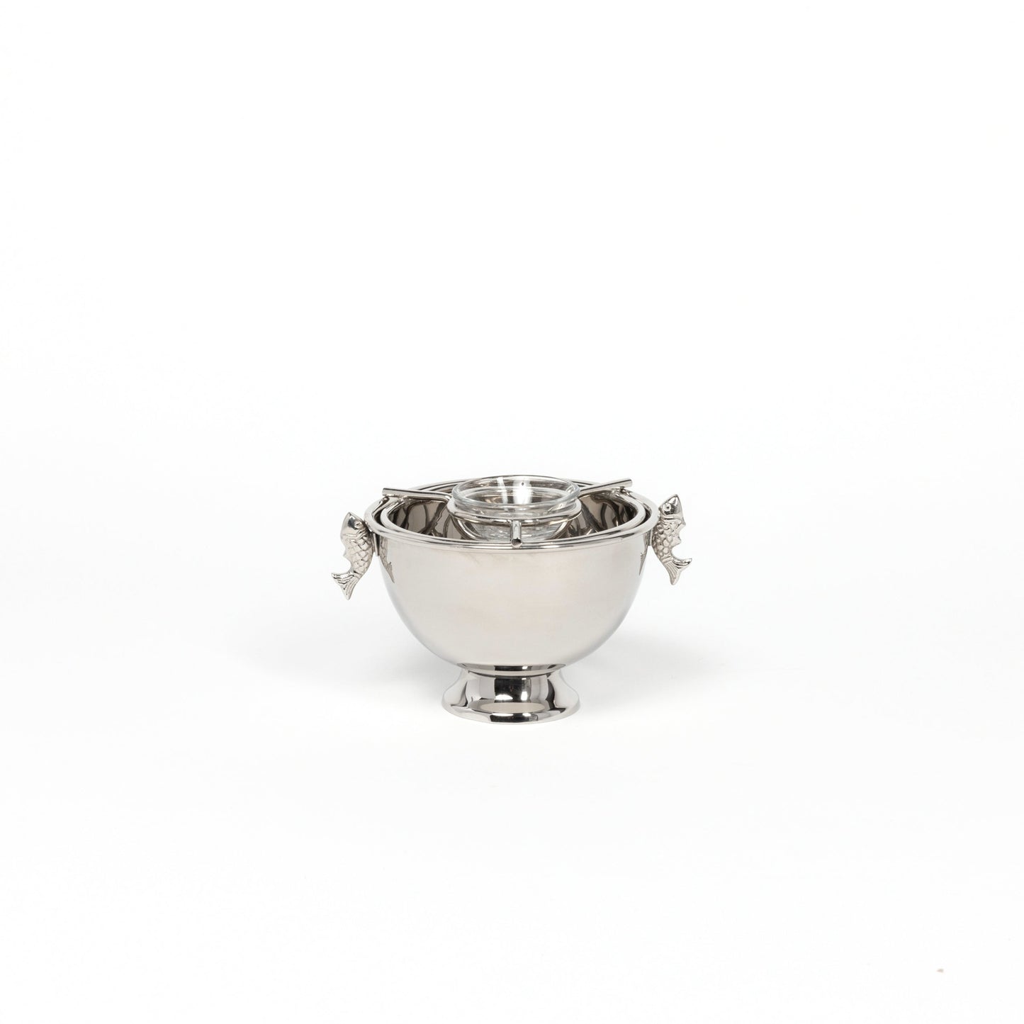 Caviar Bowl in Nickel-Plated Steel and Glass