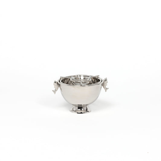 Caviar Bowl in Nickel-Plated Steel and Glass