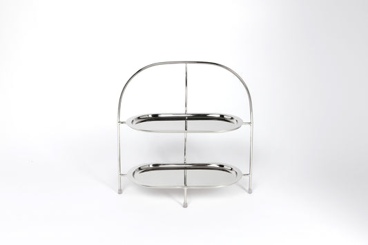 2-Tier Etagere in Nickel-Plated Stainless Steel