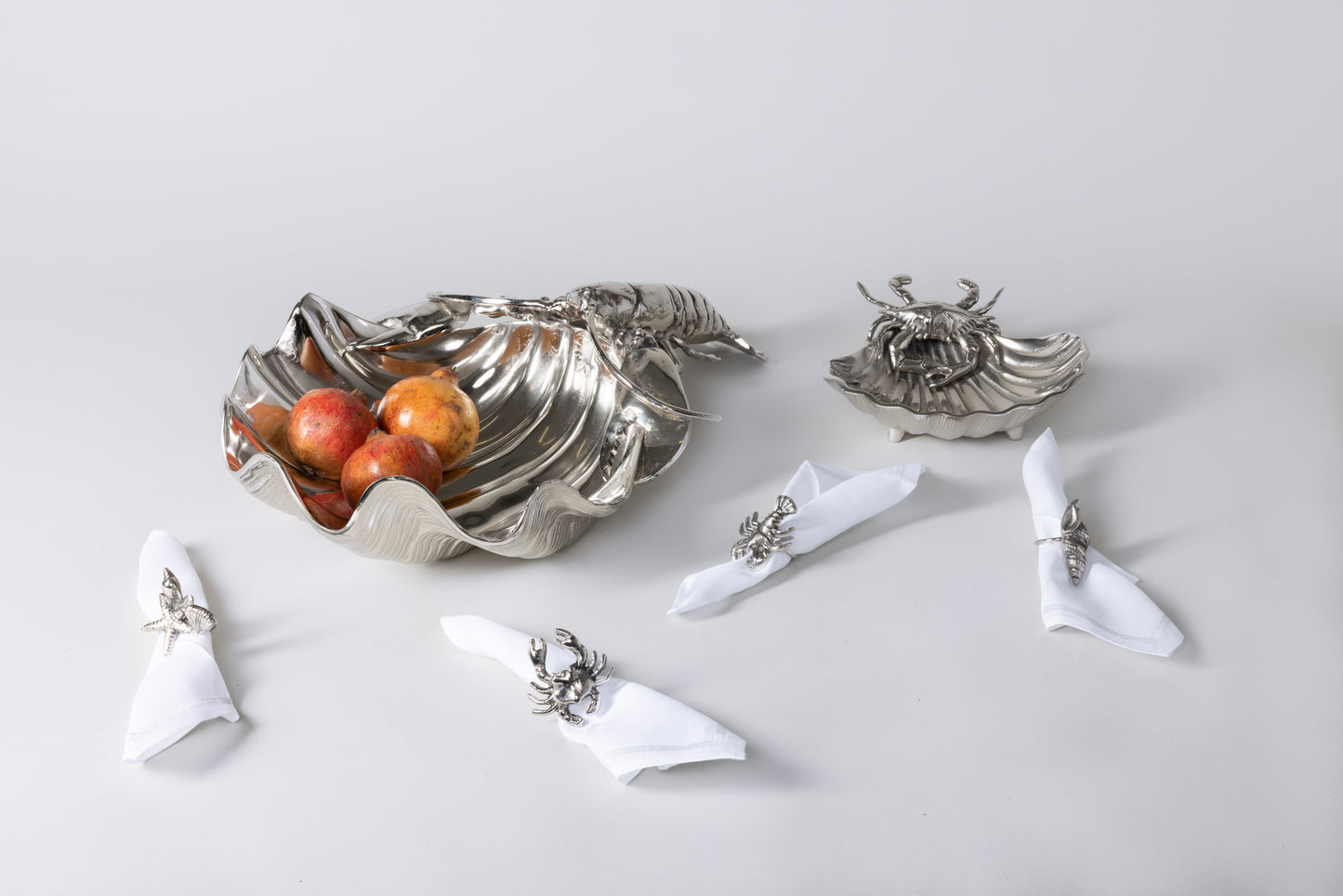 Seafood Napkin Rings in Nickel-Plated Aluminum, Set of 4