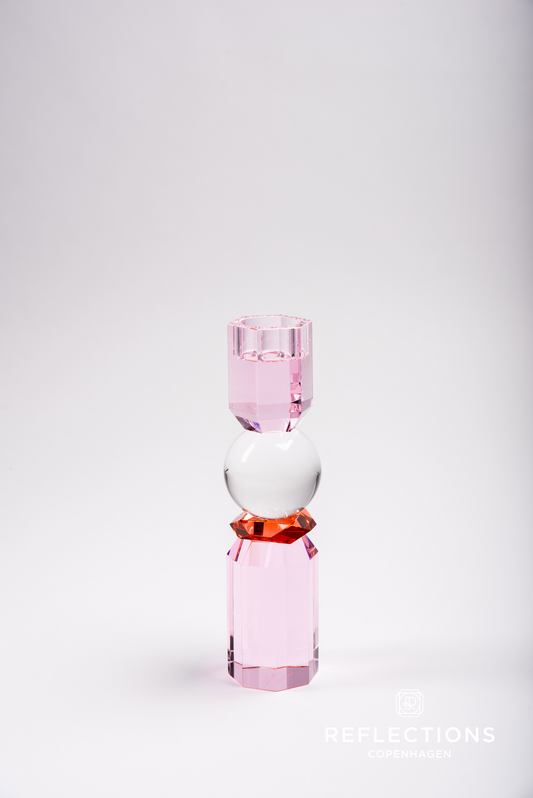 Memphis Clear/Rose/Red Tealight Holder