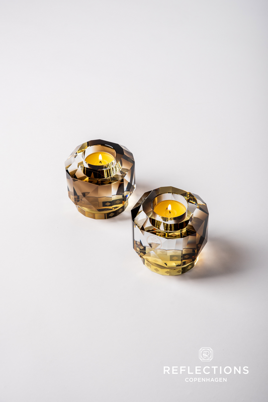 Texas Clear/Brown/Yellow Tealight Holder
