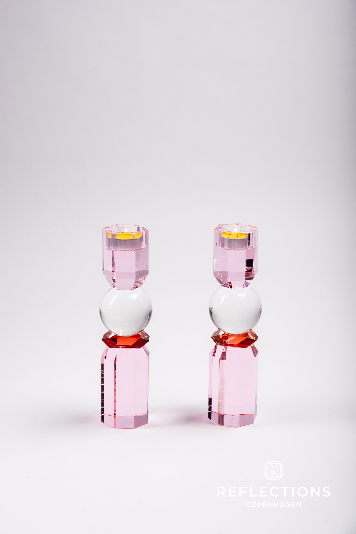 Memphis Clear/Rose/Red Tealight Holder