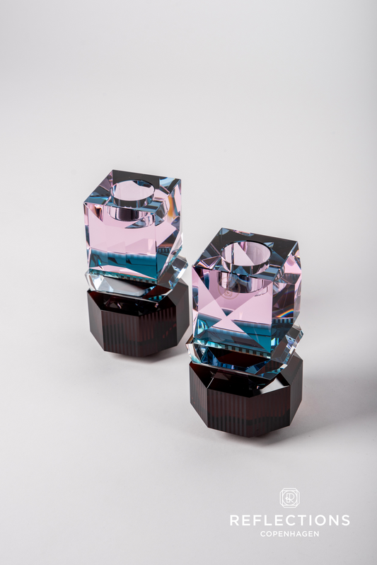 Dakota Amber/Clear/Black Tealight Holder