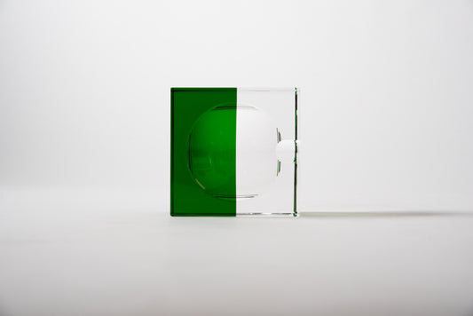 Forest Green and Clear Crystal Ashtray