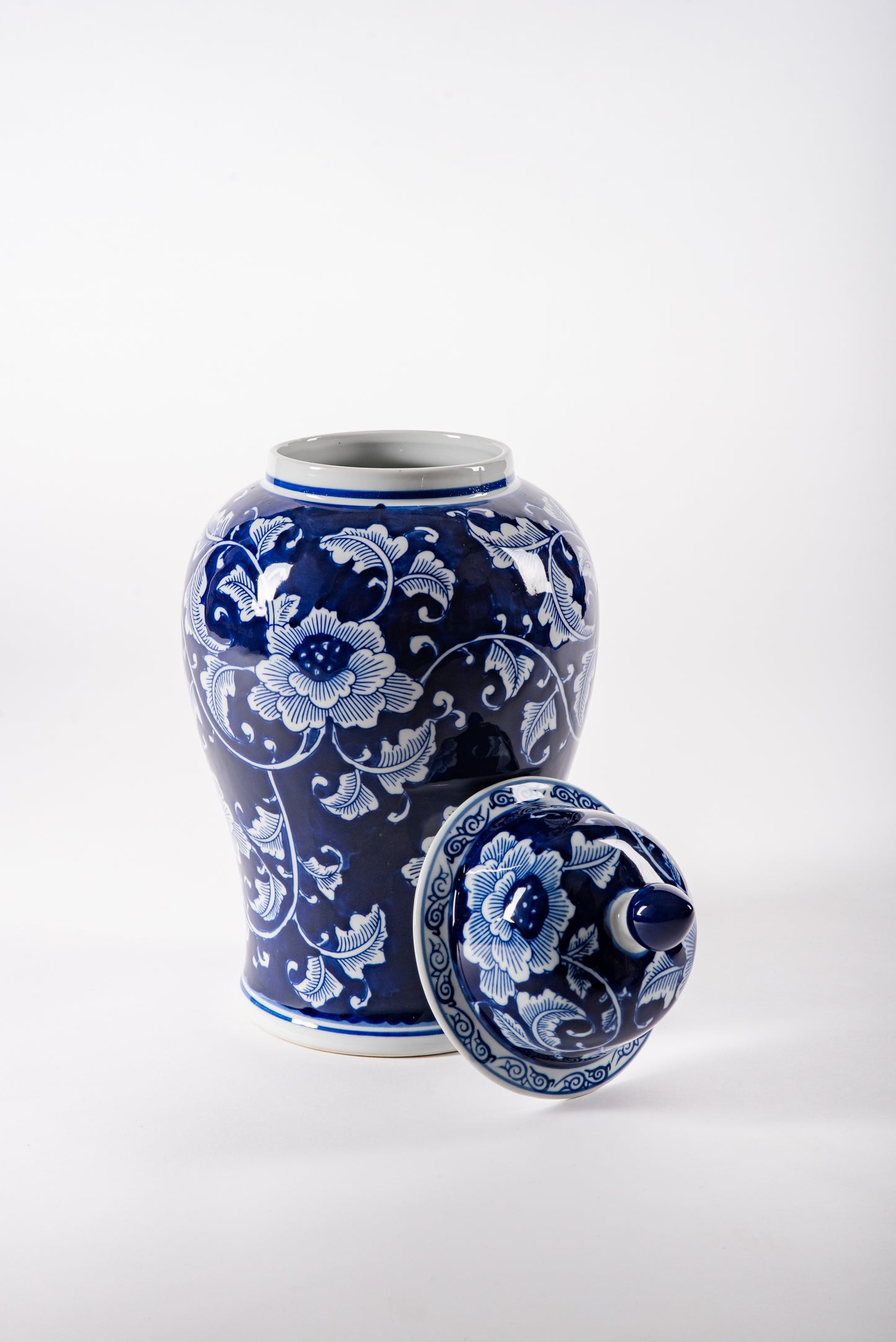 Hand-Painted Lidded Porcelain Vases