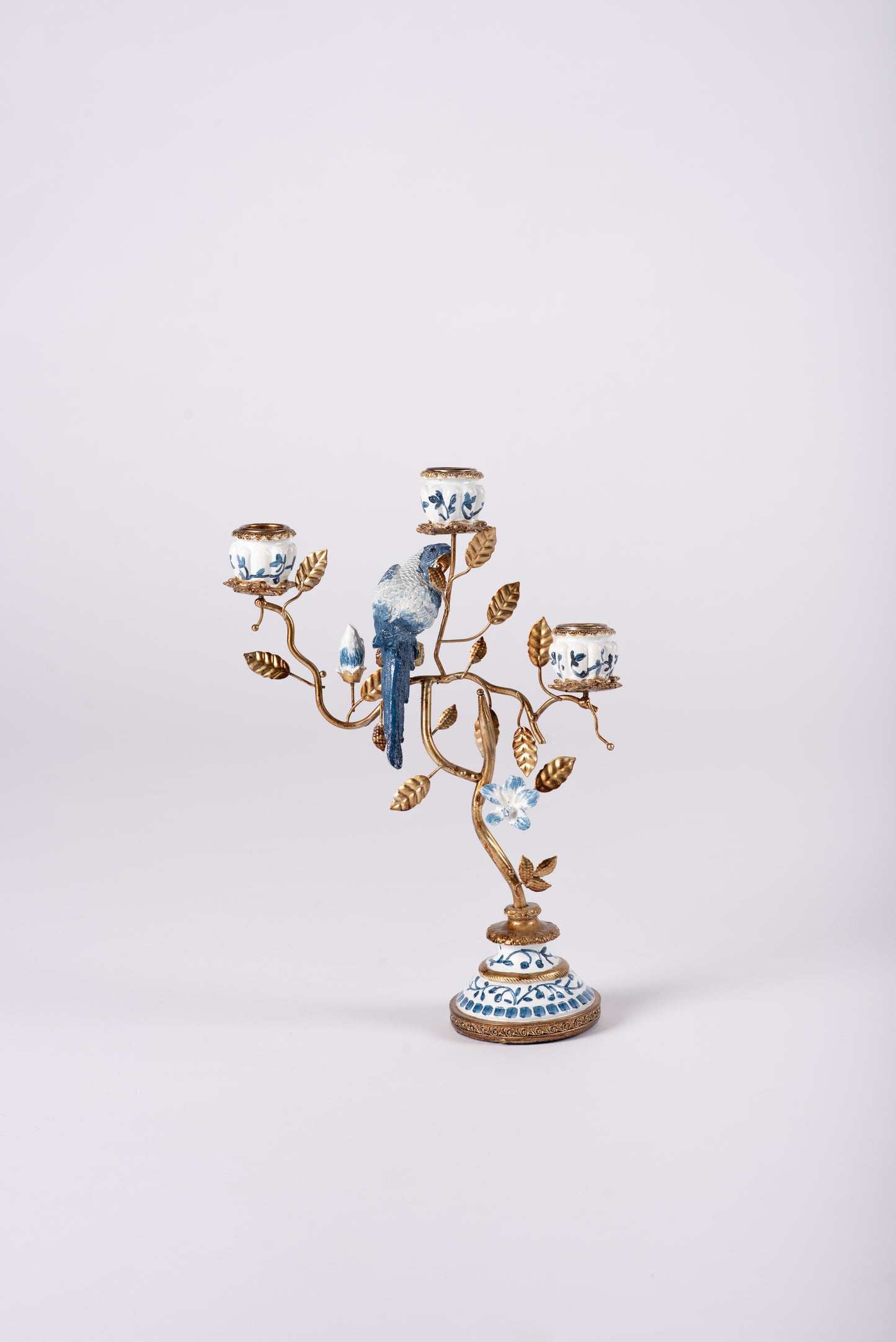 Blue Parrot Candleholder