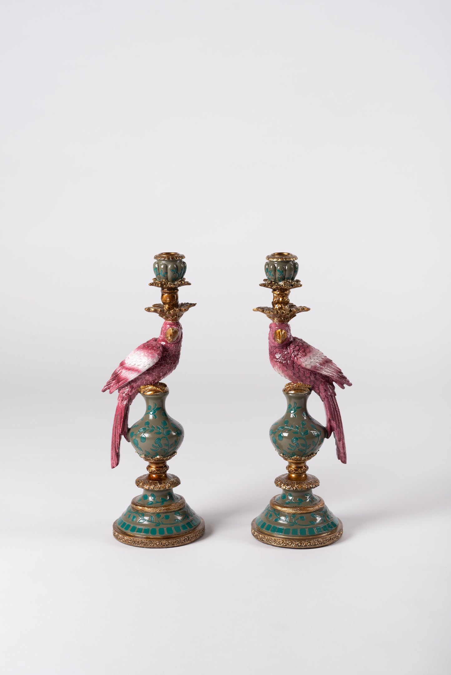 Pink Parrot Candleholders