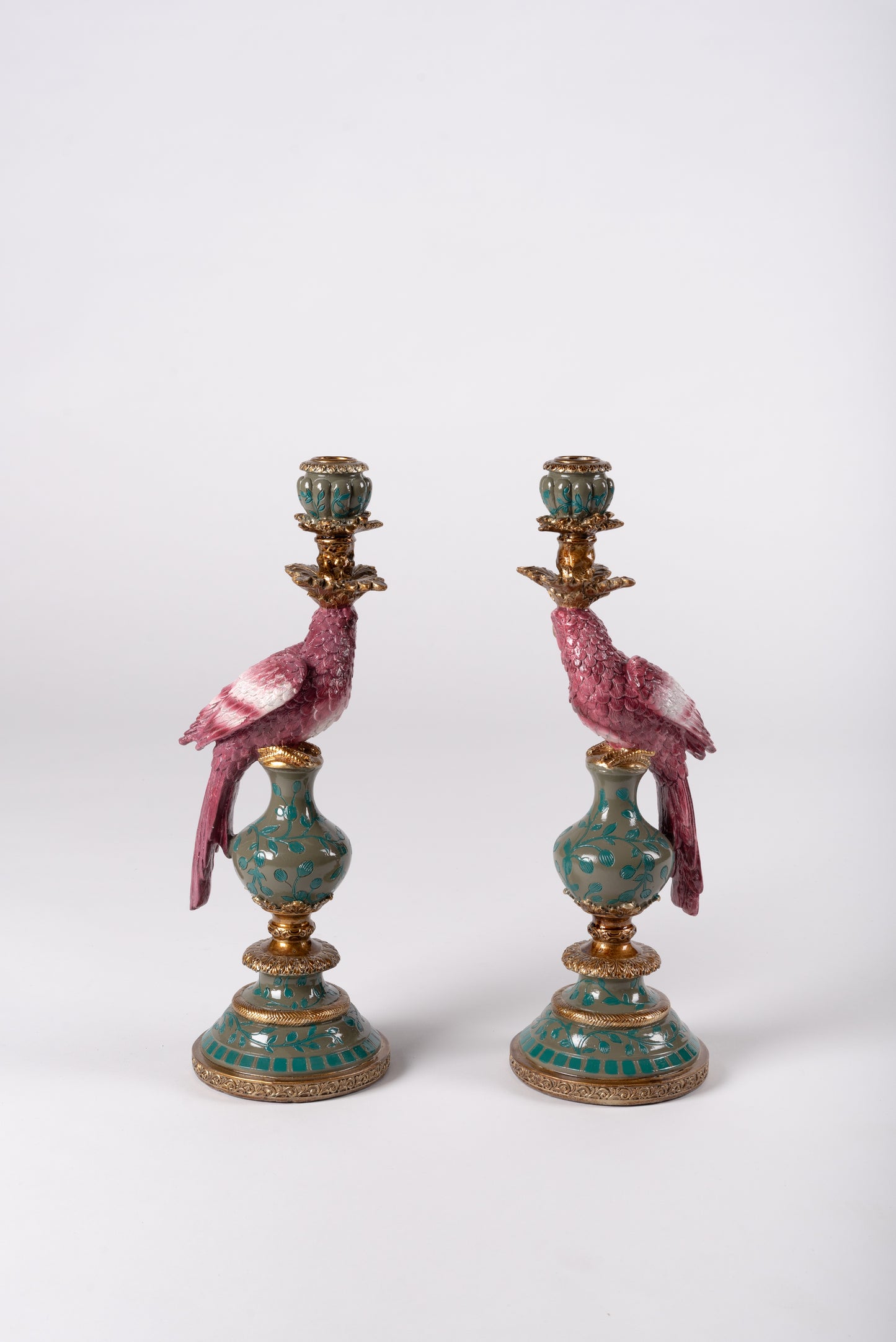 Pink Parrot Candleholders
