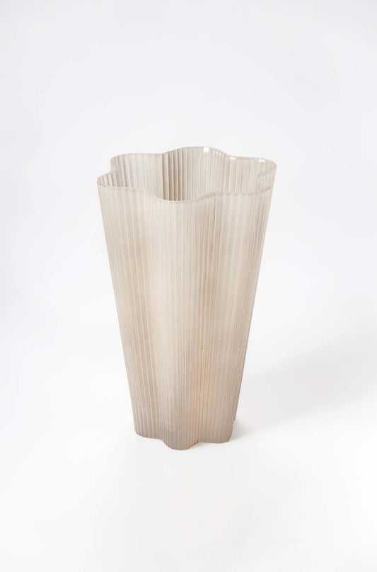 Beige Fluted Glass Vase - Medium