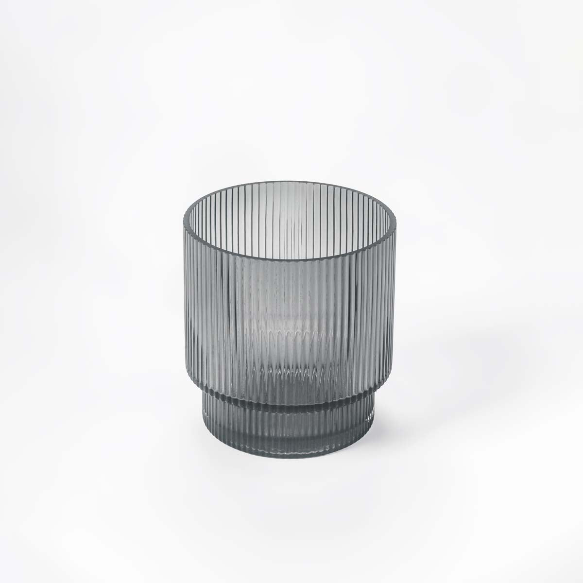 Striped Grey Glass Vase - Small