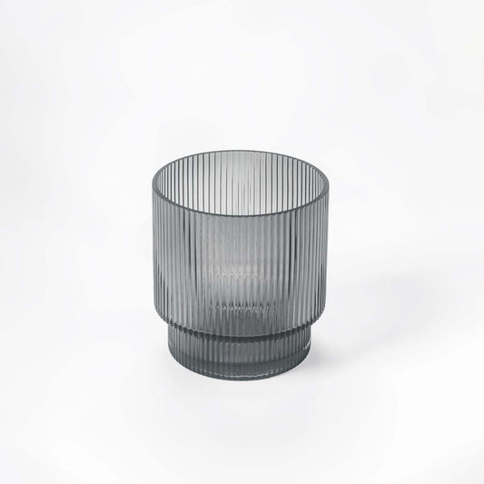 Striped Grey Glass Vase - Small