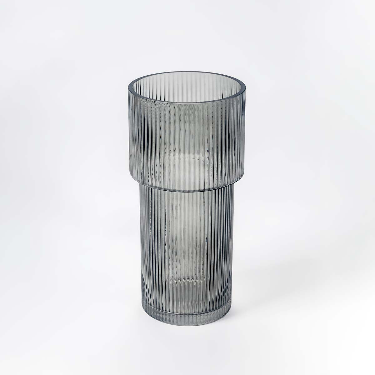 Striped Grey Glass Vase - Tall