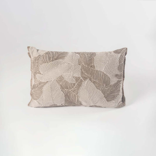 Palm Leaf Rectangular Cotton Cushion - Natural