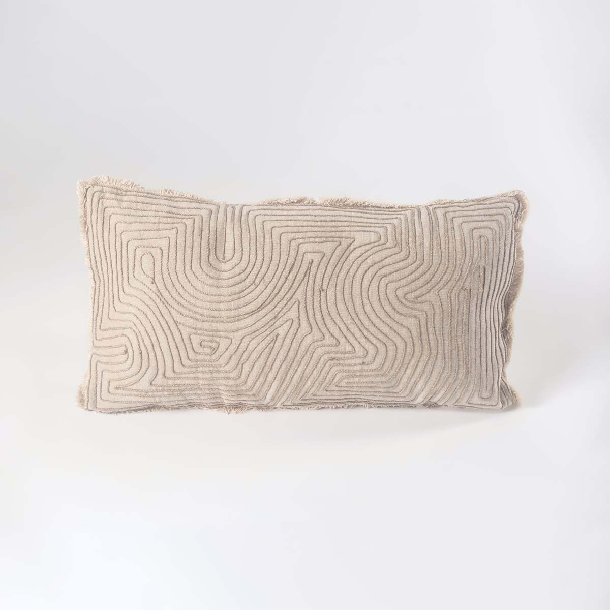 Irregular Rectangular Cotton Cushion - Natural