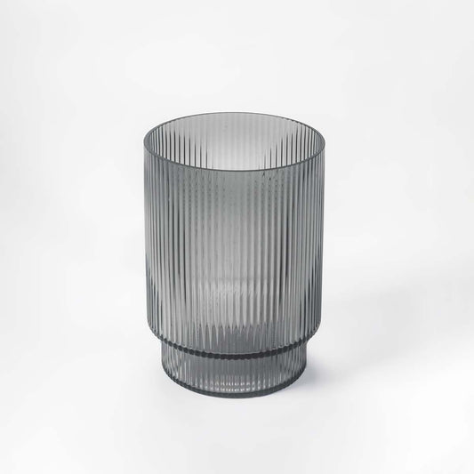 Striped Grey Glass Vase - Medium