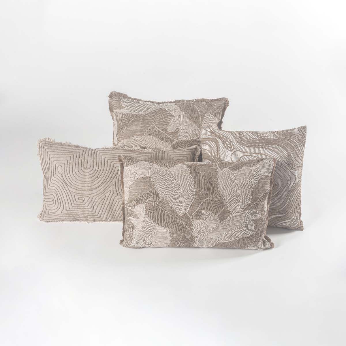 Palm Leaf Rectangular Cotton Cushion - Natural